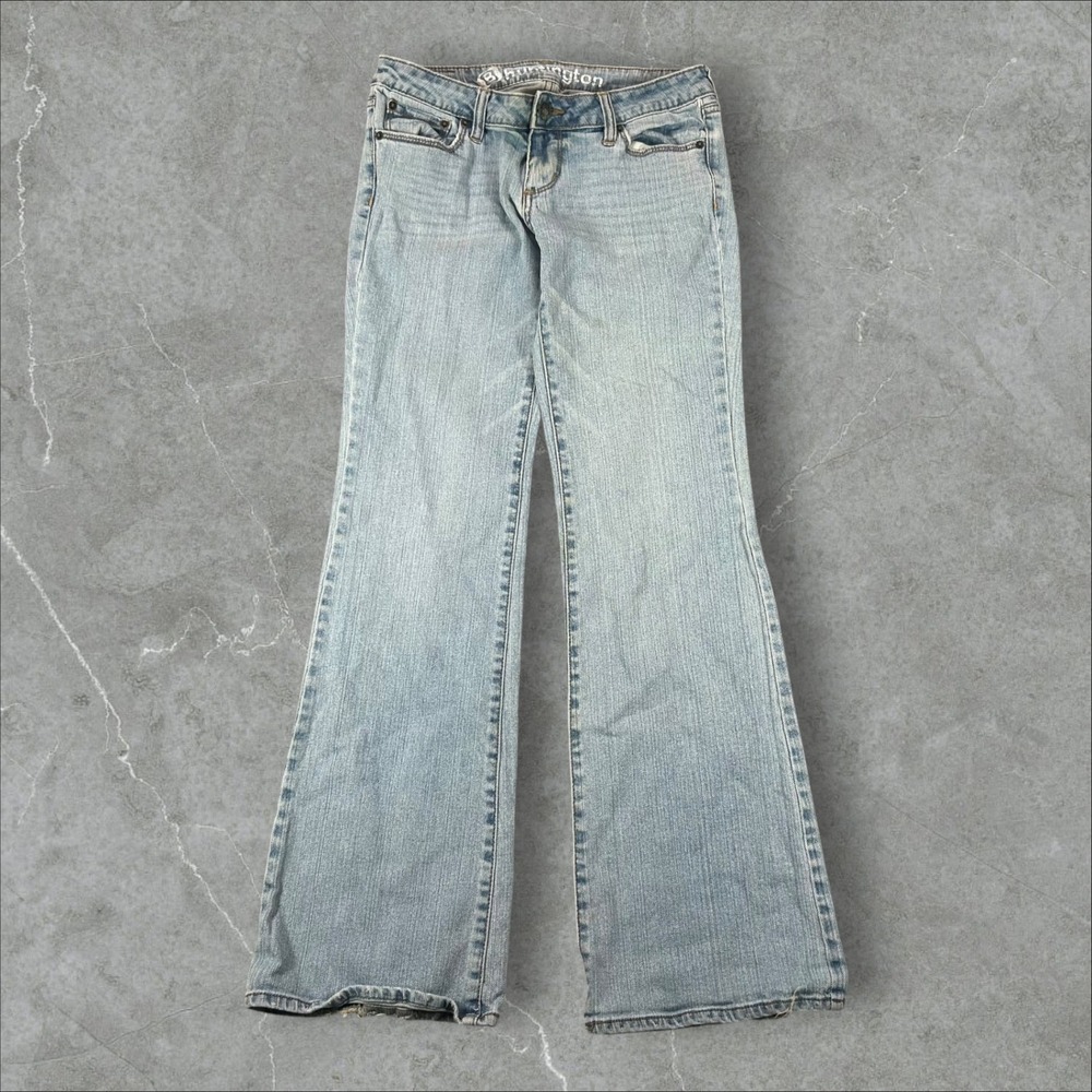 Bullhead Huntington Flare Jeans Womens 7 Reg Light Blue Low Rise Distressed Y2K